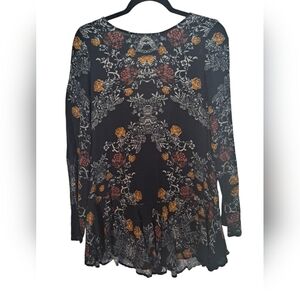 Free People Smooth Talker Open Back Black Multicolor Tunic Dress Size XS